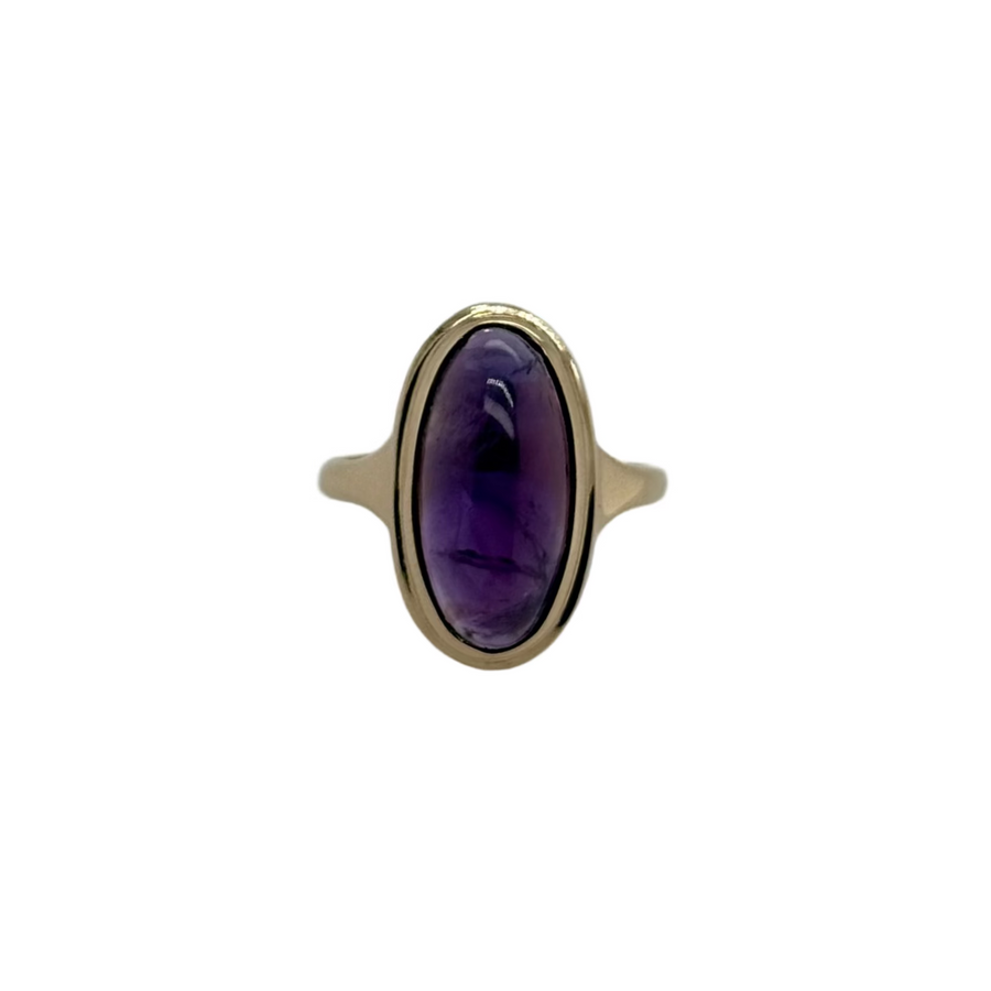 Previously Owned 9ct Yellow Gold Oval Amethyst Cabochon Ring