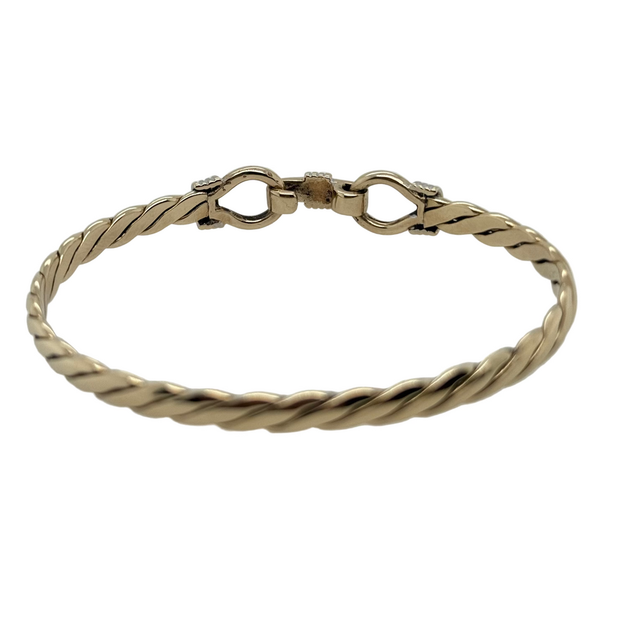 Previously Owned 9ct Yellow Gold Twisted Oval Hook Bangle