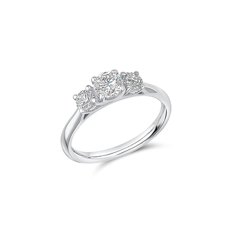 Platinum 0.80ct G SI1 Diamond Trilogy Engagement Ring