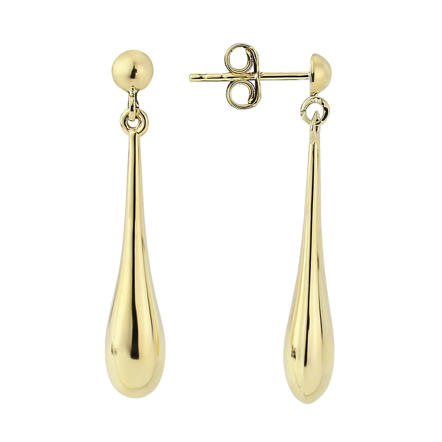 9ct Yellow Gold Long Tapered Drop Earrings