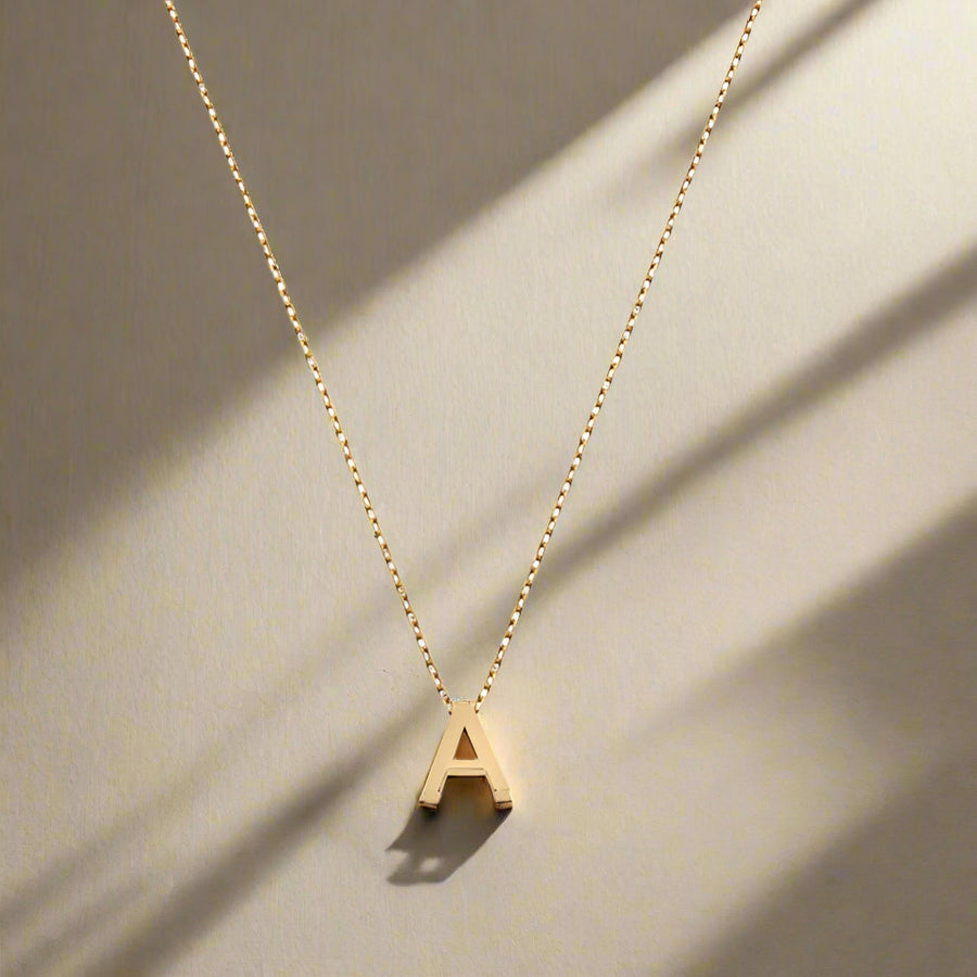 9ct Yellow Gold Mini 'A' Initial Necklace