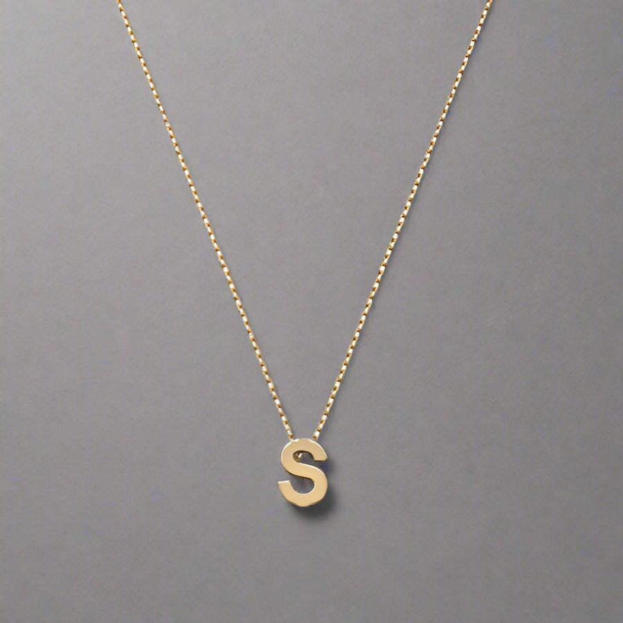 9ct Yellow Gold Mini 'S' Initial Necklace