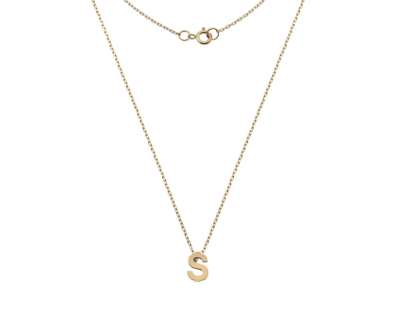9ct Yellow Gold Mini 'S' Initial Necklace