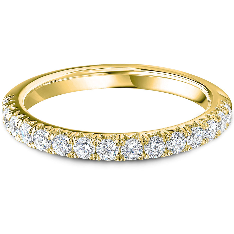 18ct Yellow Gold 0.50ct G SI French Pave Diamond Half Eternity Ring