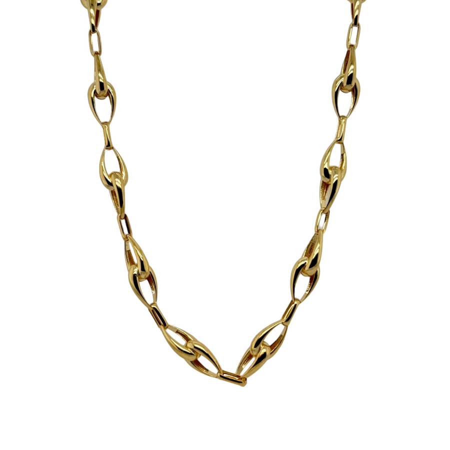 9ct Yellow Gold Tapered Polished Link Necklace 18"