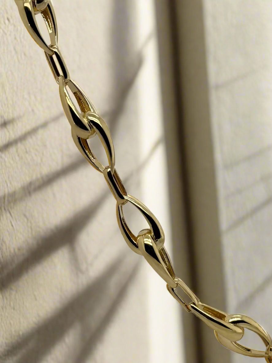 9ct Yellow Gold Tapered Polished Link Necklace 18"