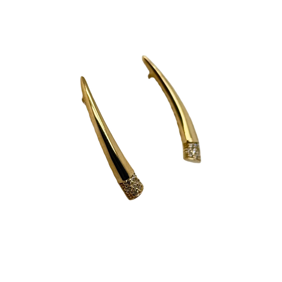 9ct Yellow Gold 0.12ct Diamond Set Long Tapered Stud Earrings