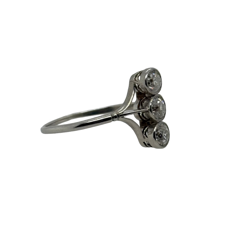 Previously Owned Platinum 3x0.20ct Old Cut Diamond Split Ring