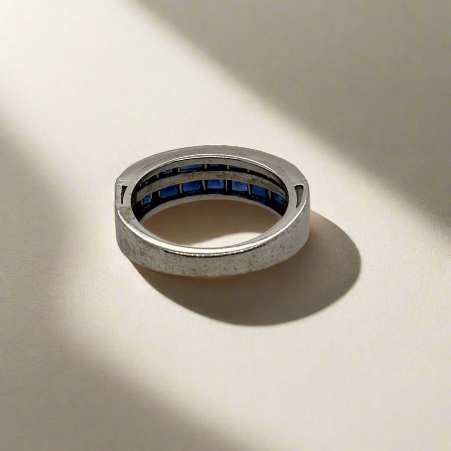Previously Owned Platinum Sapphire Double Row Channel Set Ring