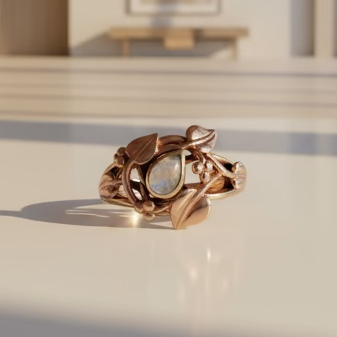 Previously Owned 9ct Yellow/Rose Gold & Moonstone Cloagu Ring