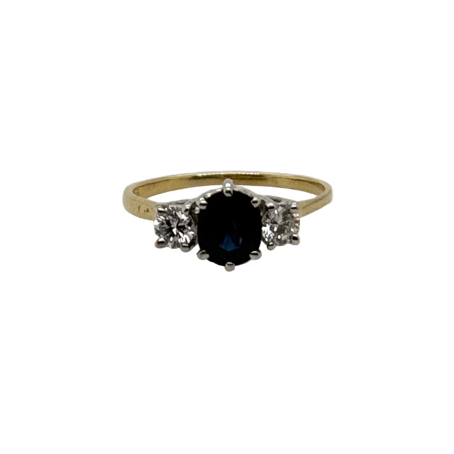 Previously Owned 18ct Yellow Gold Sapphire & Diamond Three Stone Ring