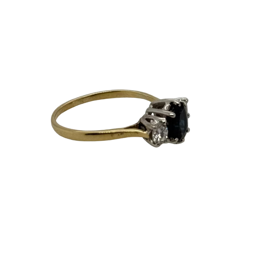 Previously Owned 18ct Yellow Gold Sapphire & Diamond Three Stone Ring