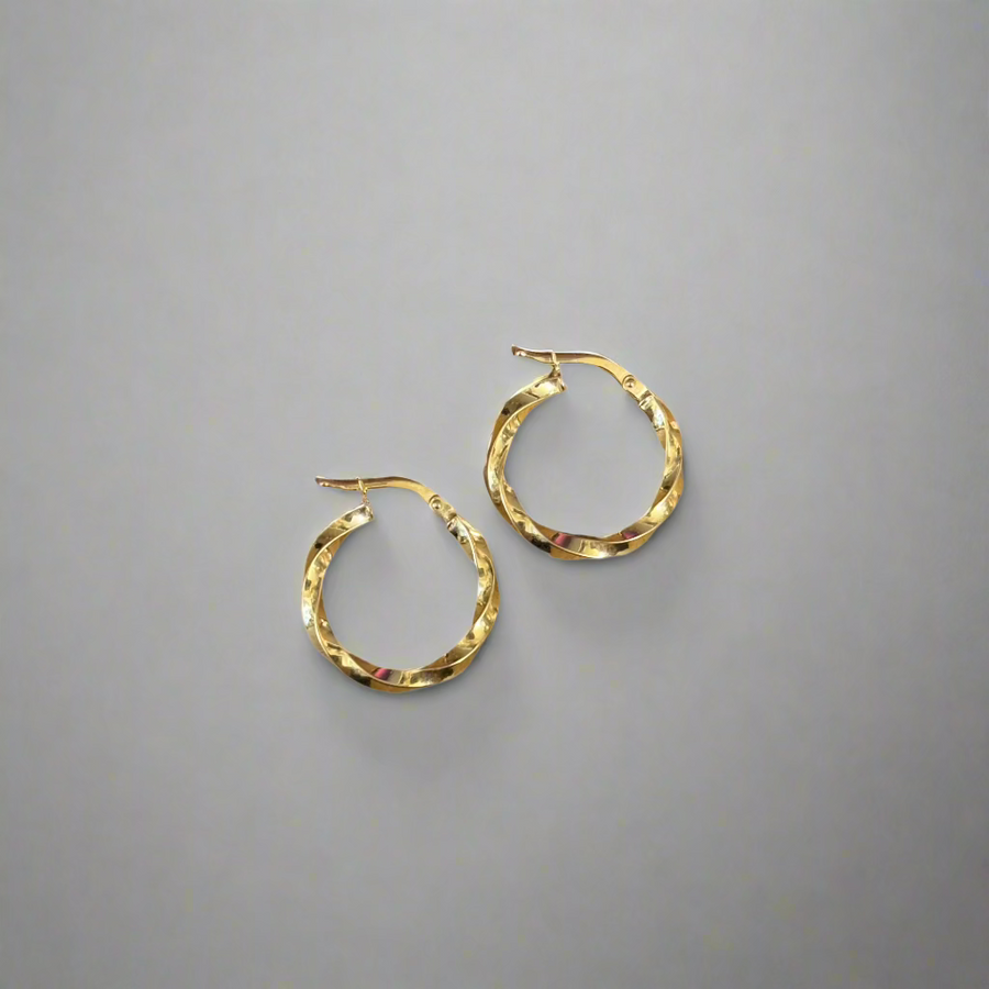 9ct Yellow Gold Small Twisted Hoop Earrings