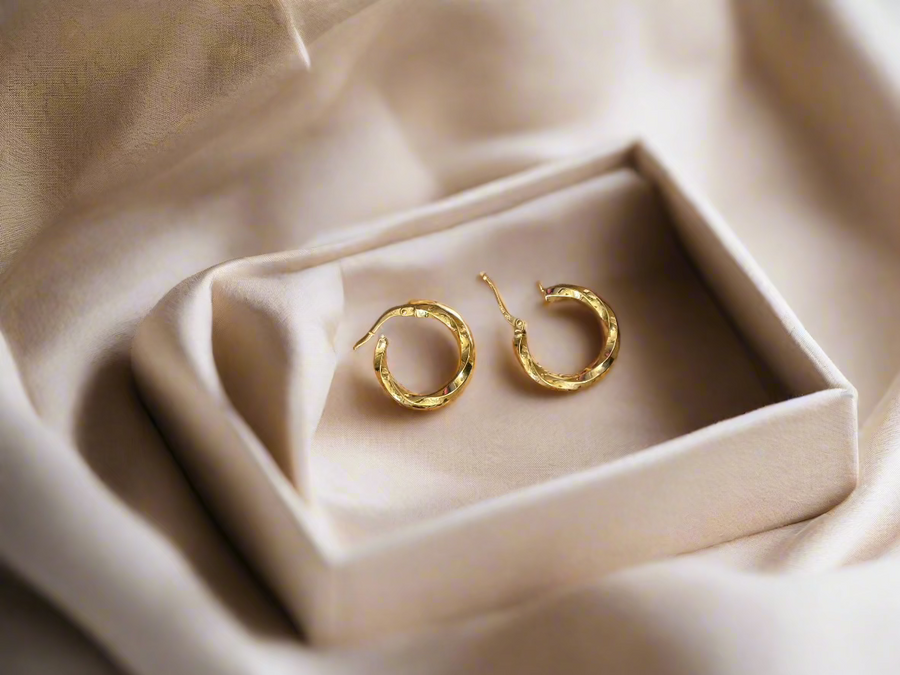 9ct Yellow Gold Small Twisted Hoop Earrings