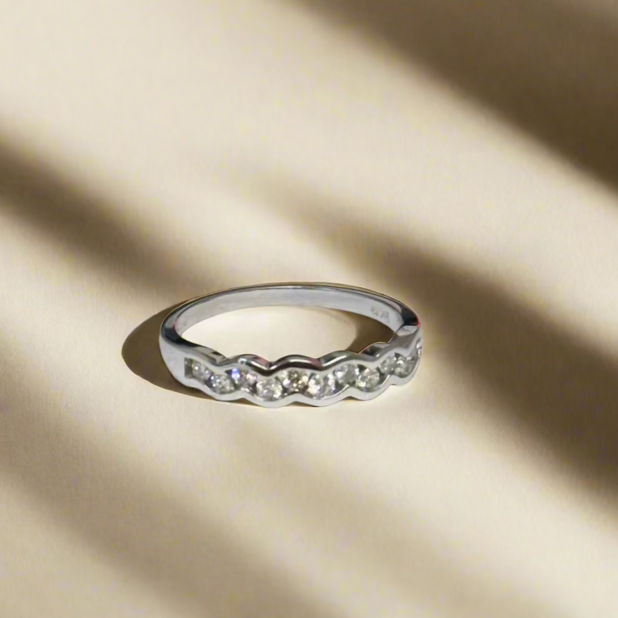 9ct White Gold Wavy Channel Set Half Eternity Ring