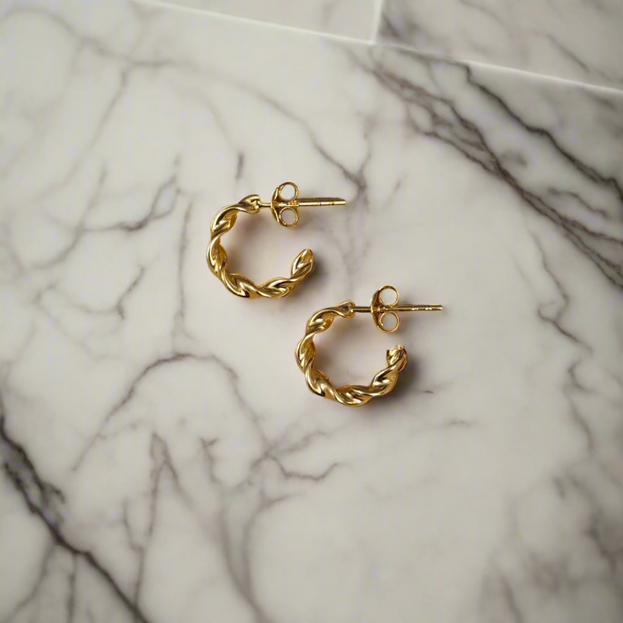 Gold Plated Twisted 3/4 Small Hoop Earrings
