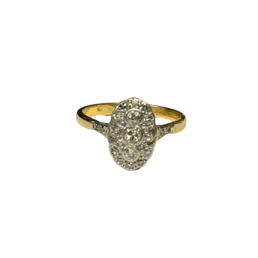 Previously Owned 18ct Yellow Gold Diamond Art Deco Cluster Ring