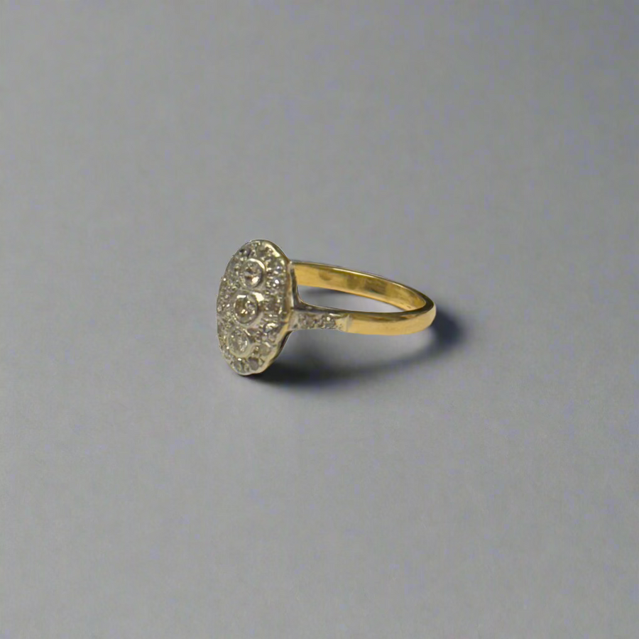 Previously Owned 18ct Yellow Gold Diamond Art Deco Cluster Ring