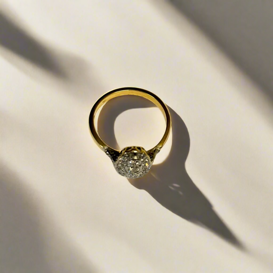 Previously Owned 18ct Yellow Gold Diamond Art Deco Cluster Ring