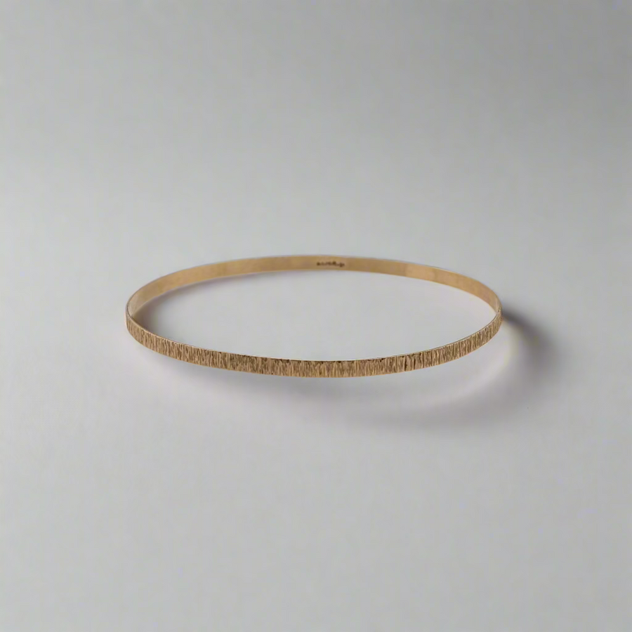 Previously Owned 9ct Yellow Gold Bark Textured Bangle