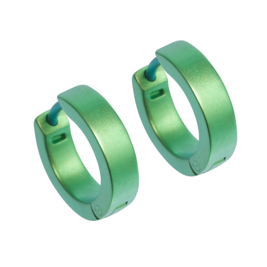 Titanium Green Chunky Flat Hoop Earrings