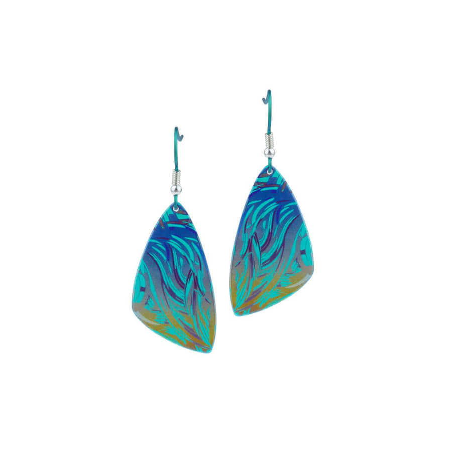 Titanium Green & Swirl Drop Earrings