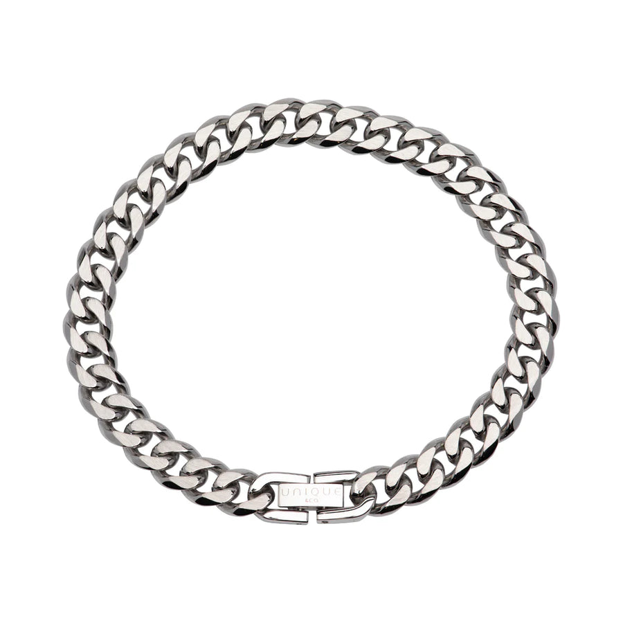 Unique Stainless Steel 8mm Curb Link Bracelet
