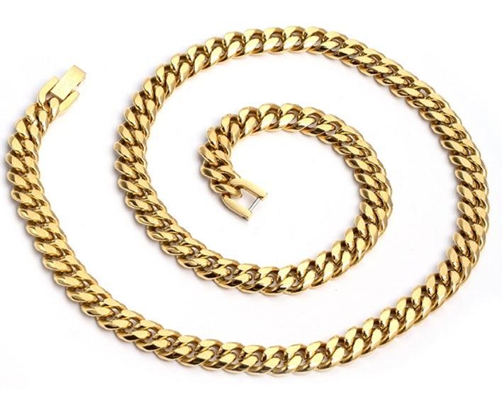 Unique Gold Plated Stainless Steel Curb Link Necklace