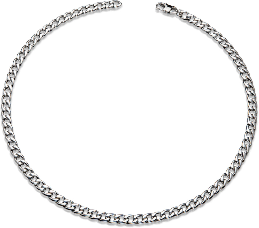Unique Stainless Steel Gents Polished 7mm Curb Necklace Chain