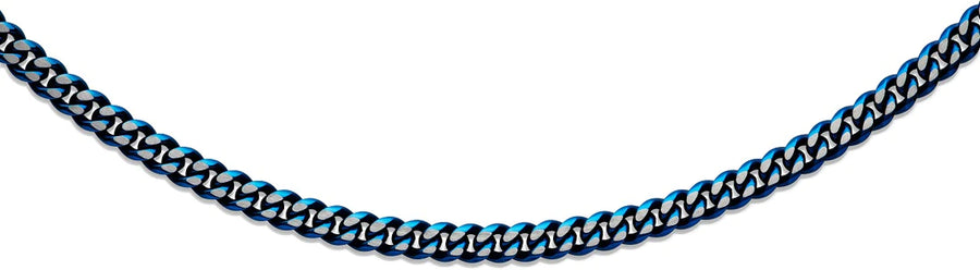 Unique Blue IP Plated Stainless Steel Curb Link Necklace