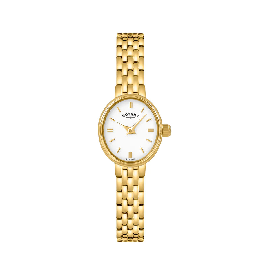 Rotary Ladies Gold Plated Oval Dial Bracelet Watch