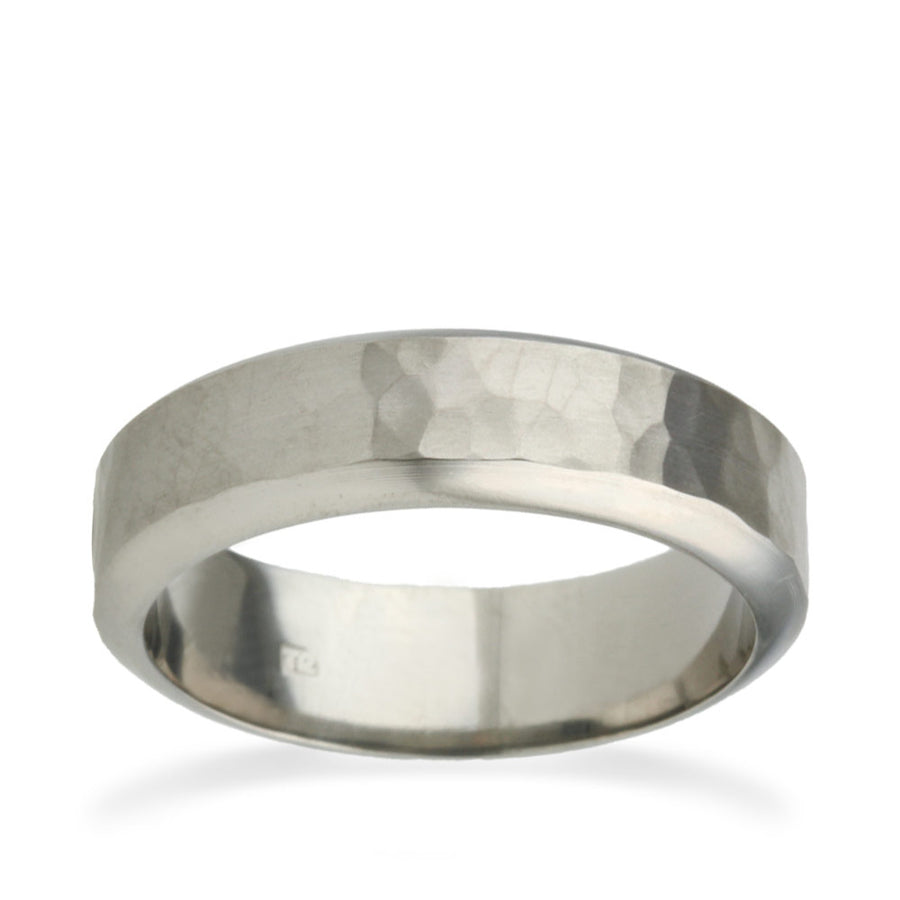 Titanium 6mm Hammered Matt Finish Wedding Ring