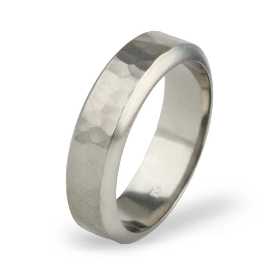 Titanium 6mm Hammered Matt Finish Wedding Ring