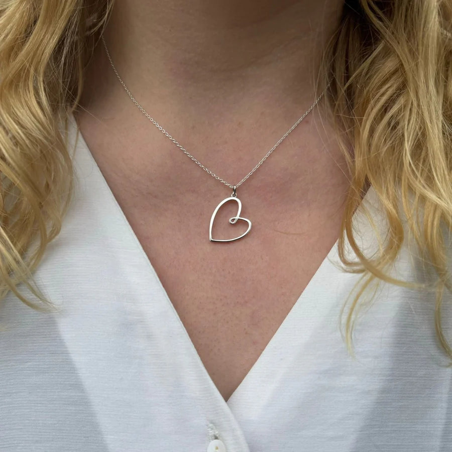 Sterling Silver Open Looped Heart Necklace
