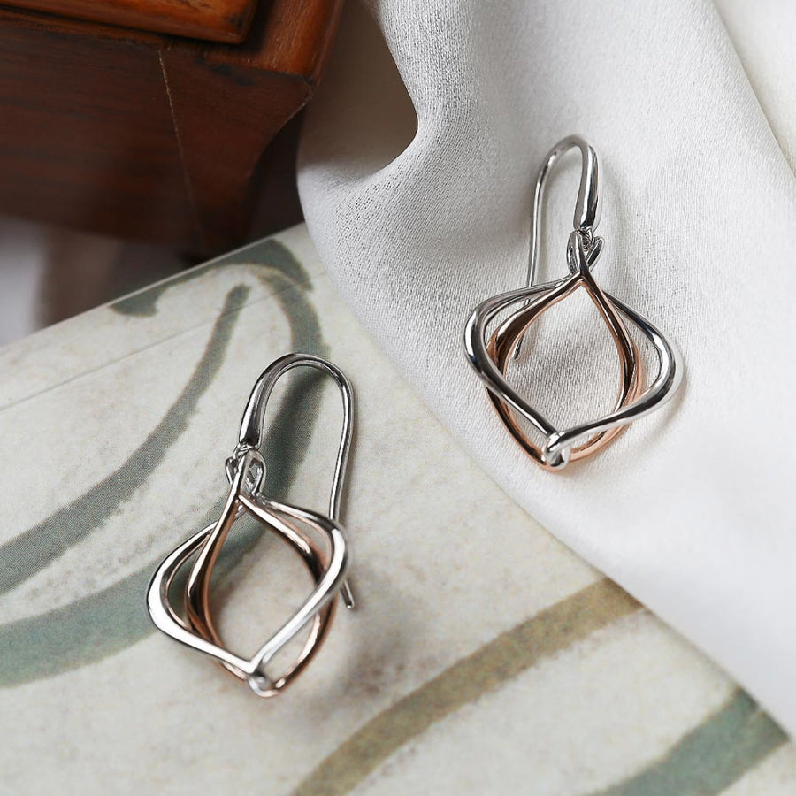 Kit Heath Sterling Silver & Rose Gold Large Alicia Drop Earrings