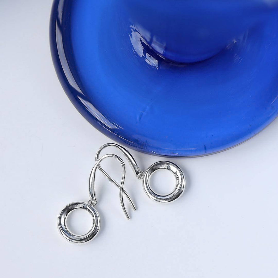 Kit Heath Sterling Silver Bevel Cirque Plain Link Drop Earrings