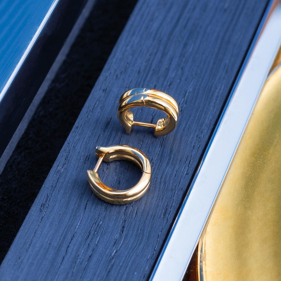 Kit Heath Gold Plated Central Groove Hoop Earrings
