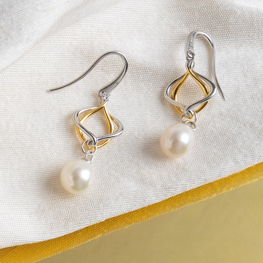 Kit Heath Two-Tone Alicia Golden Pearl Drop Earrings