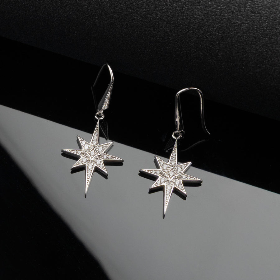 Kit Heath Silver Celeste North Star Limited Edition Drop Earrings