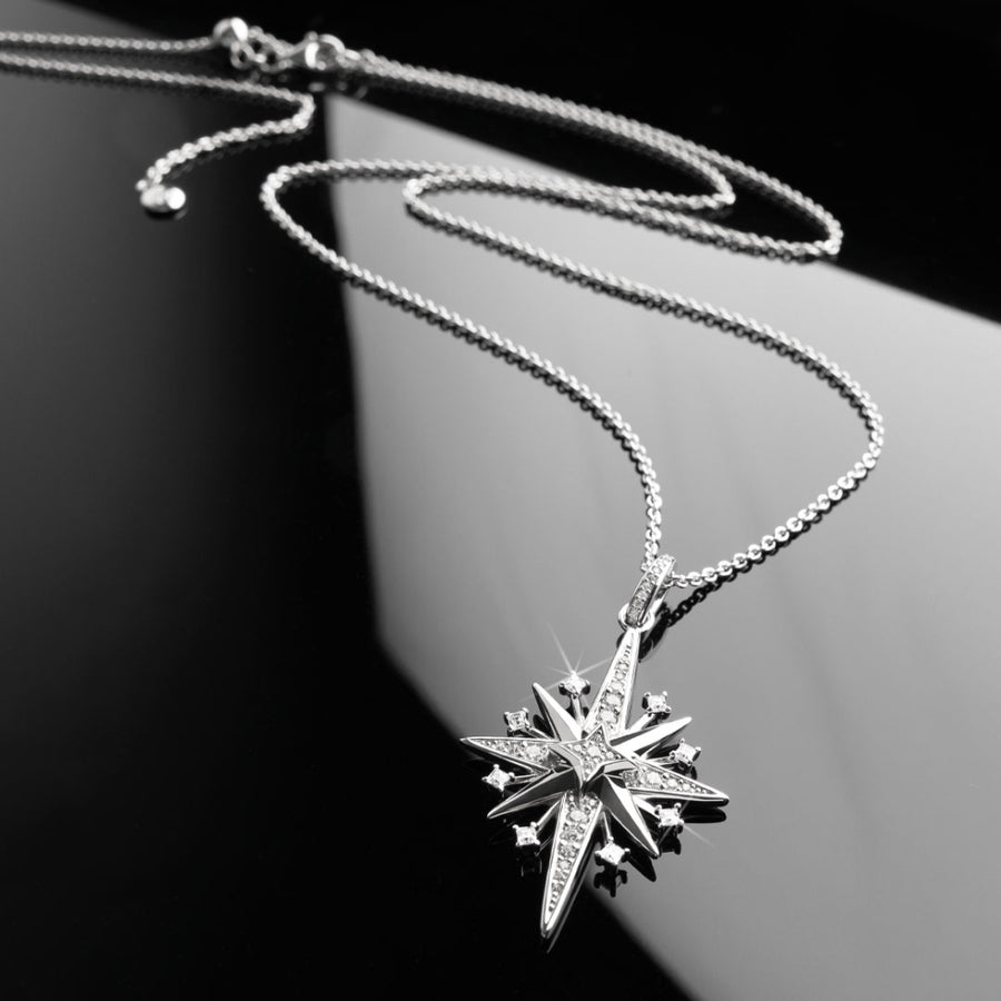 Kit Heath Silver CZ Limited Edition Celeste North Starburst Slider Necklace