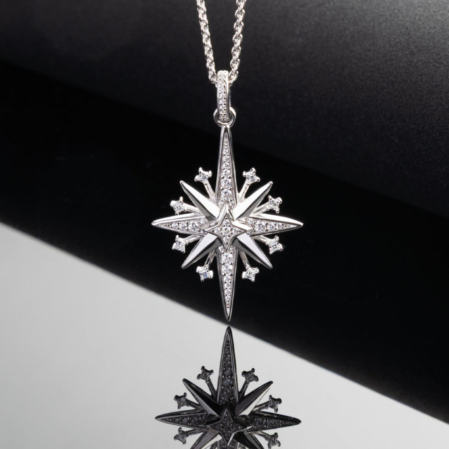 Kit Heath Silver CZ Limited Edition Celeste North Starburst Slider Necklace