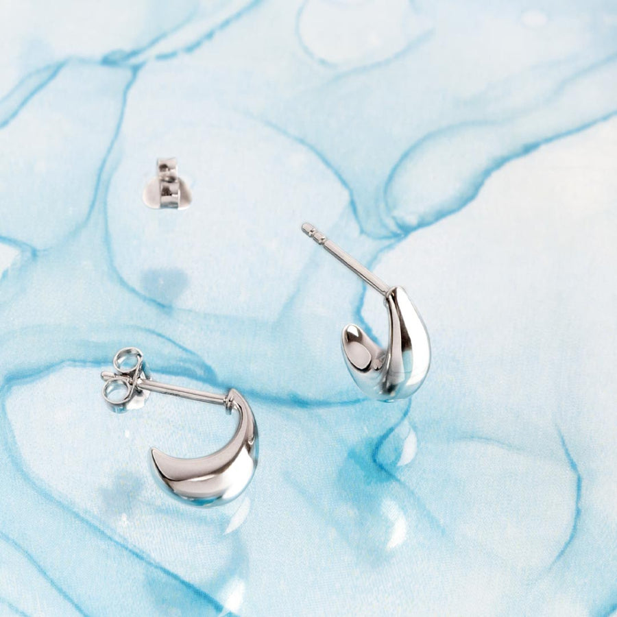 Kit Heath Sterling Silver Pebble Smooth 3/4 Hoop Earrings