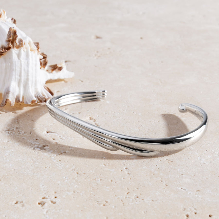 Kit Heath Sterling Silver Océane Shell Wave Cuff Bangle