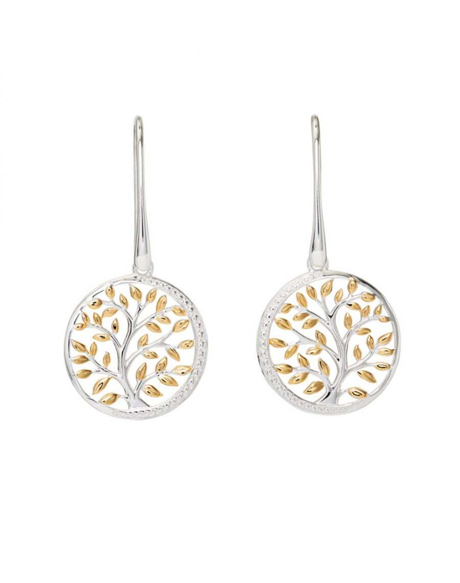 Unique Ladies Gold Plated Open Tree of Life Drop Earrings