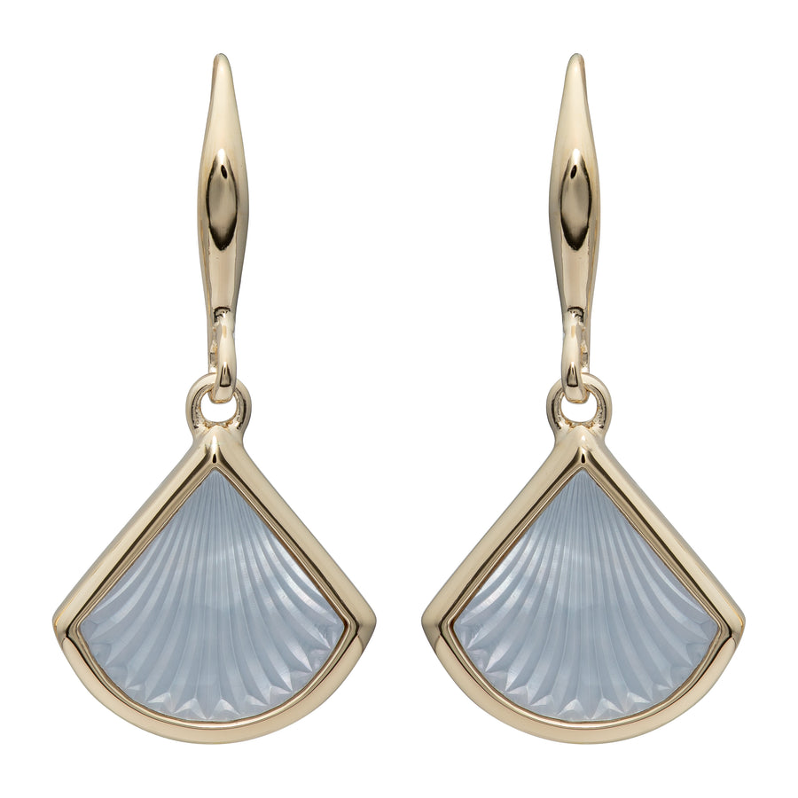 Sterling Silver Gold Plated Mother-of-Pearl Shell Drop Earrings