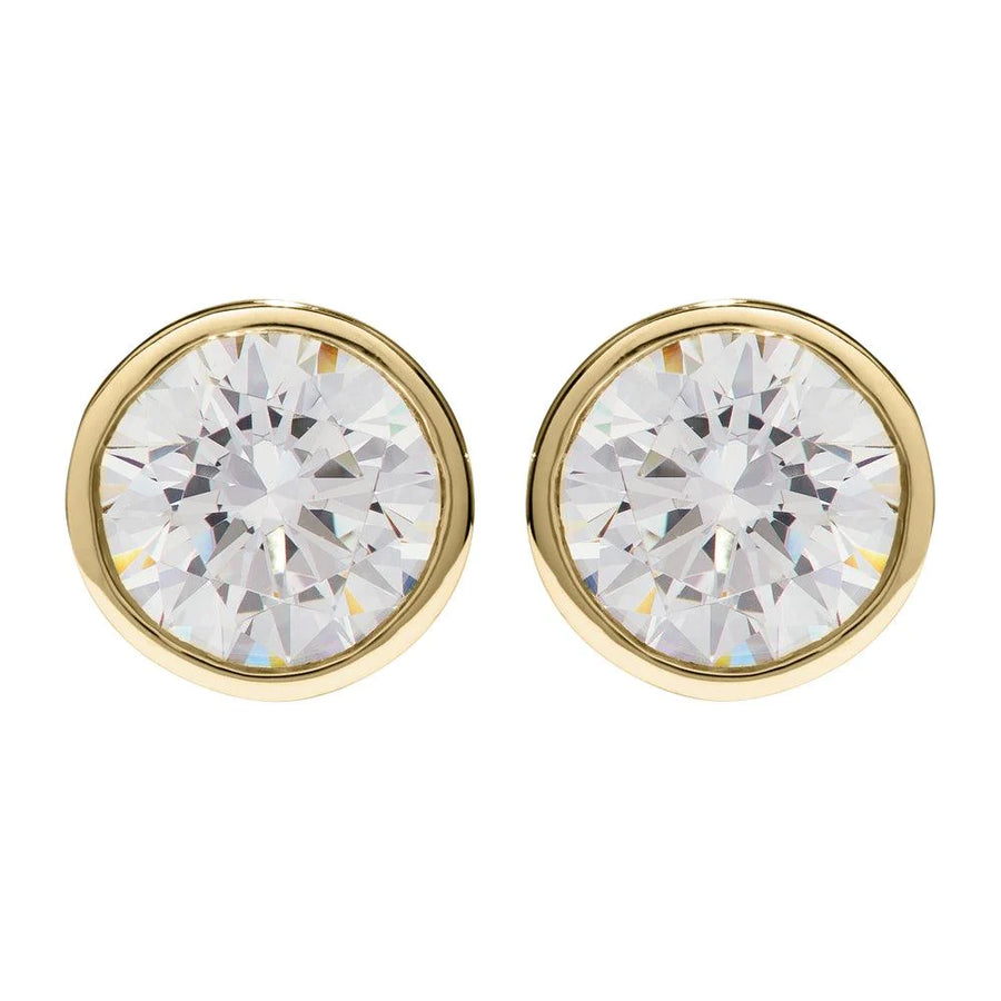 Unique Ladies Gold Plated Round CZ Stud Earrings