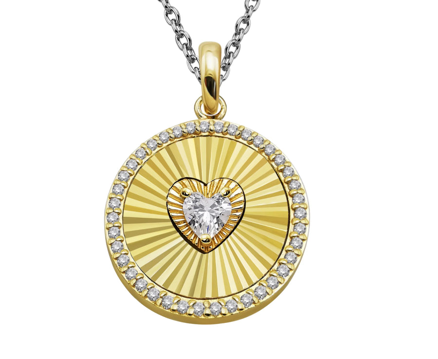 Unique Ladies Gold Plated CZ Heart Pendant & Adjustable Chain