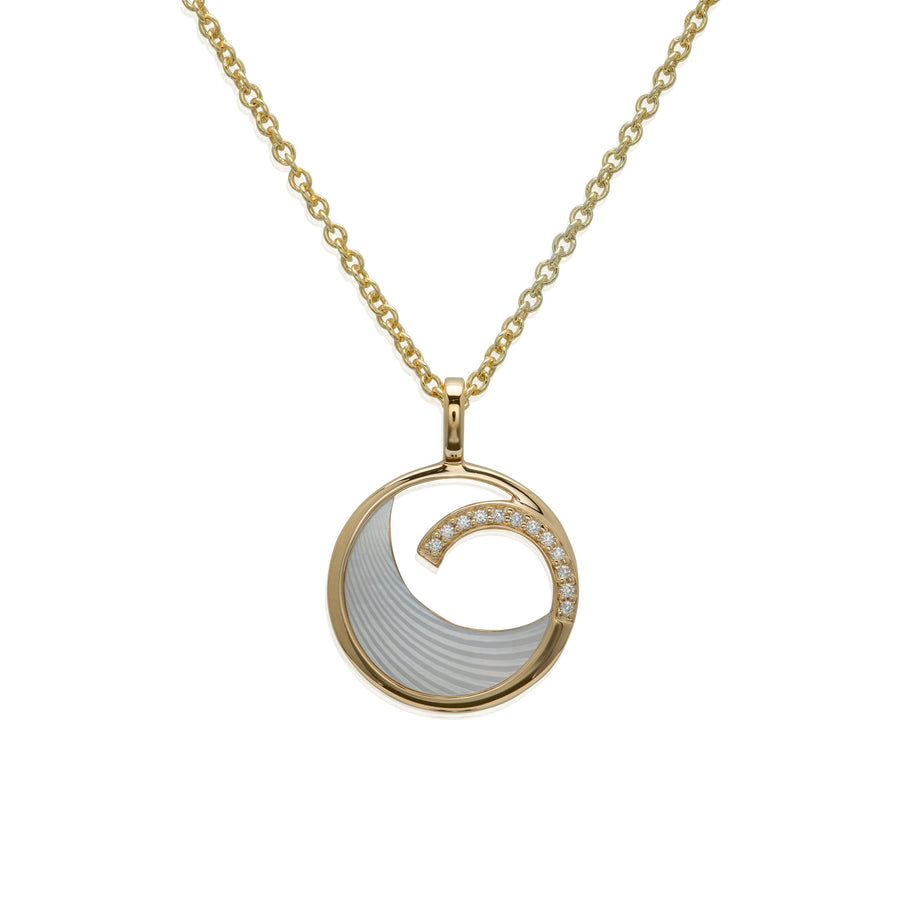 Unique Ladies Gold Plated MOP & CZ Open Necklace