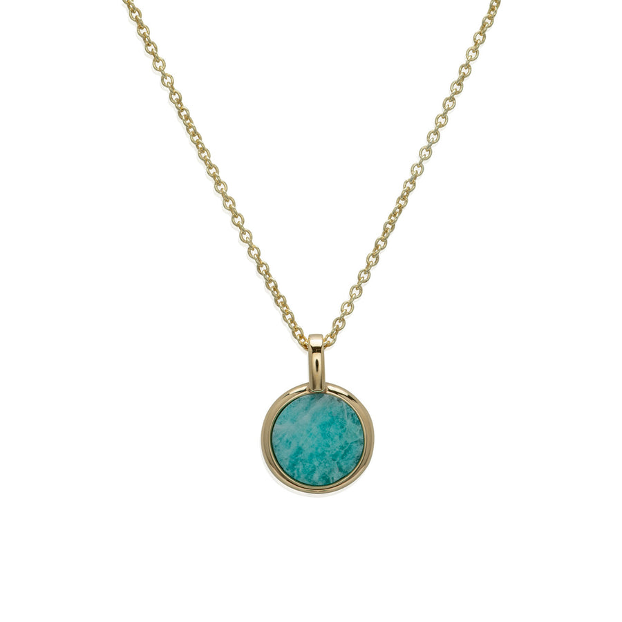 Unique Ladies Gold Plated Amazonite Round Necklace