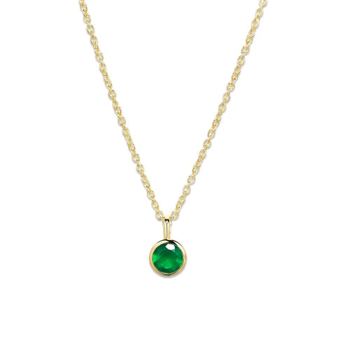 Unique Ladies Gold Plated Round Green Onyx Necklace